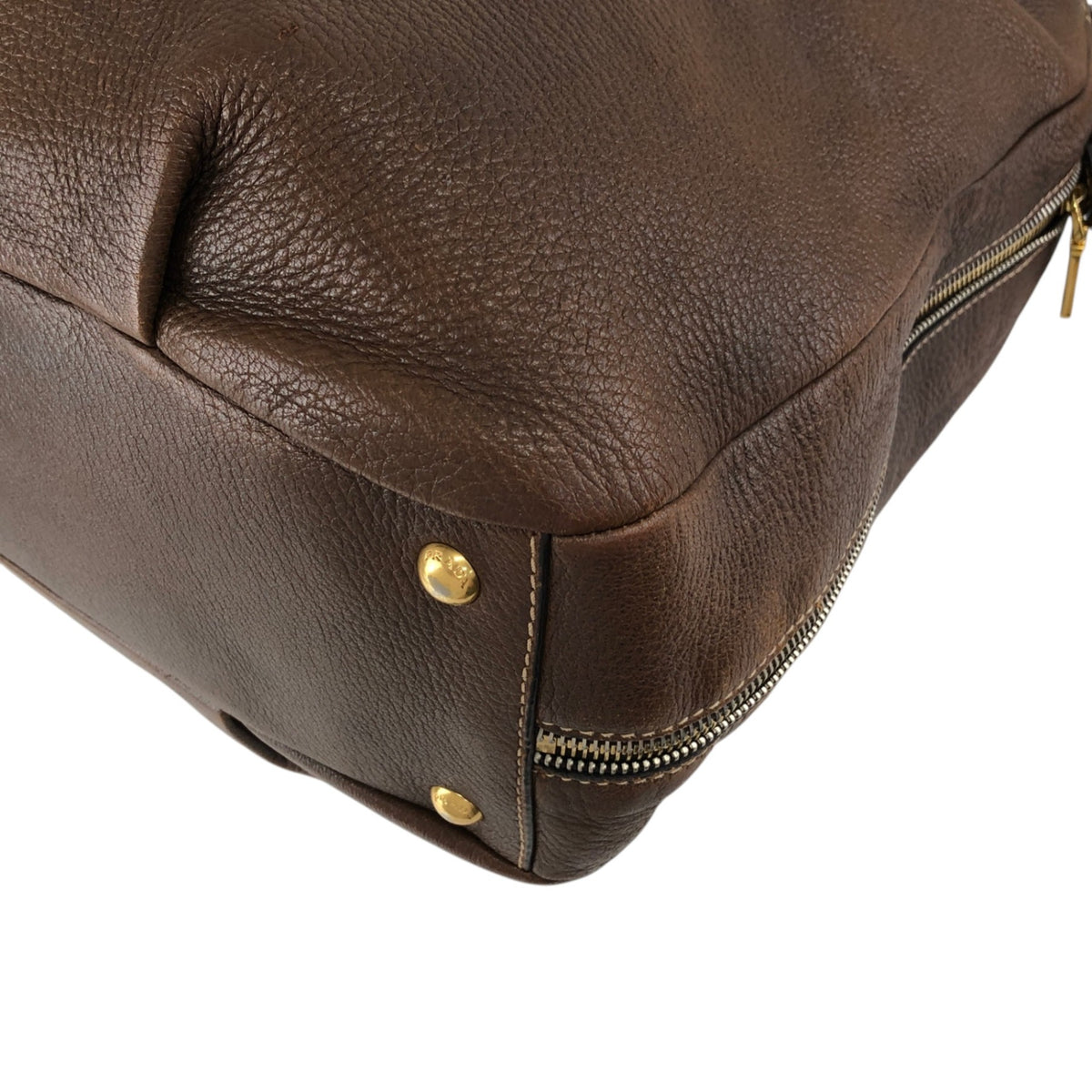 PRADA Triangle Logo Shoulder bag Hobobag Brown Vintage ajvtv2