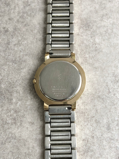 Yves Saint Laurent YSL Logo Quartz Watch Silver×Gold 4620-E60657Y Vintage 6iv5j7