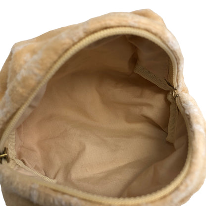 CELINE Macadam Triomphe Pile Fabric Pouch Beige White Vintage dbsuuk