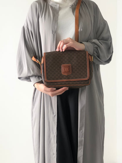 CELINE Macadam Blason Shoulder bag Brown Vintage wxpdhi