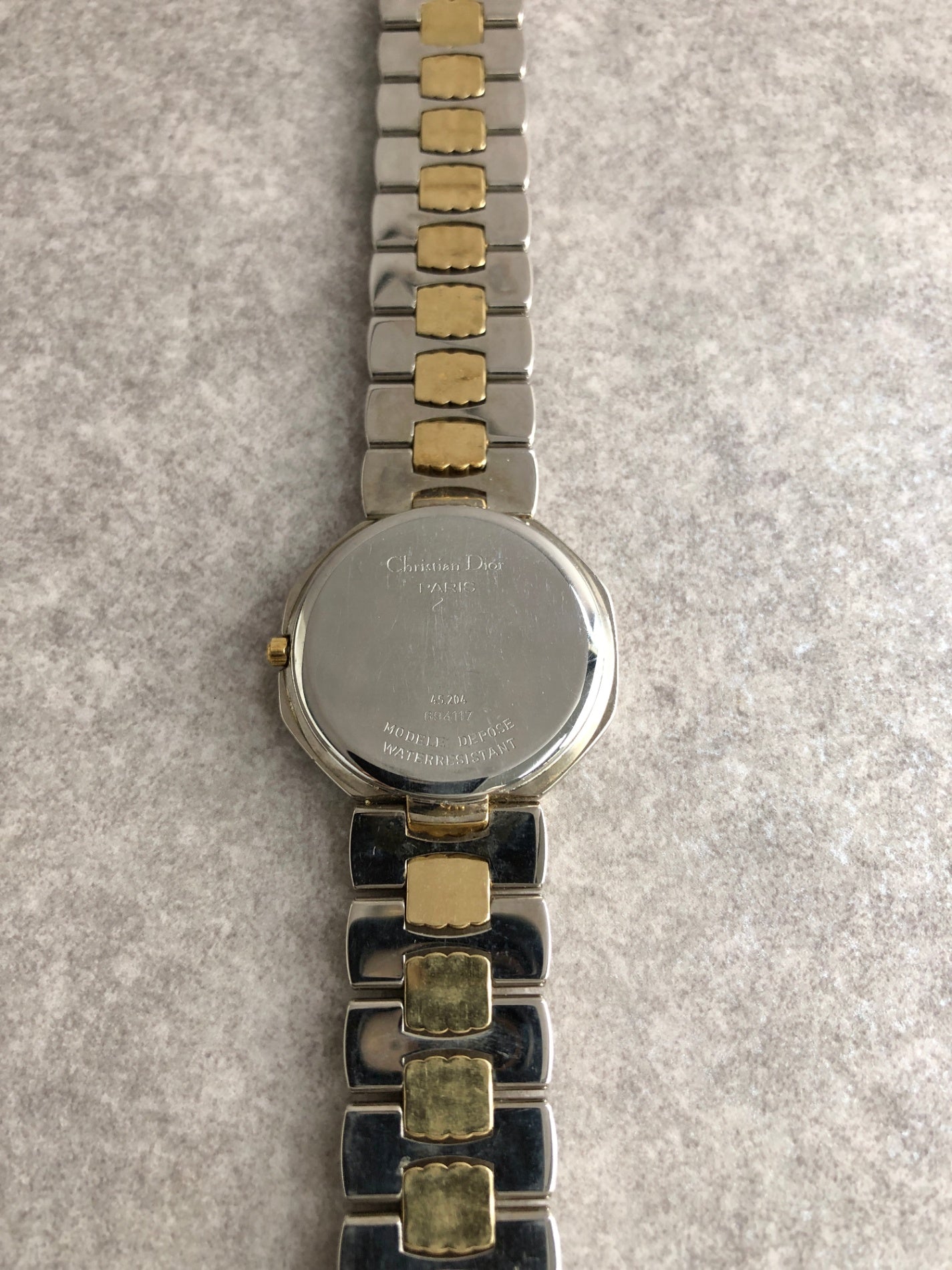 Christian Dior CD Logo Octagon Quartz Watch Silver×Gold Vintage evzwxv