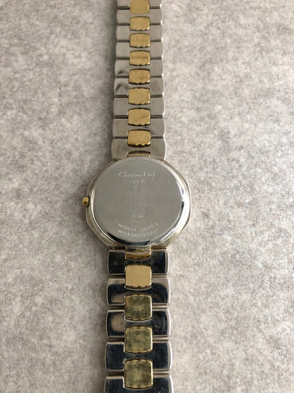 Christian Dior CD Logo Octagon Quartz Watch Silver×Gold Vintage evzwxv