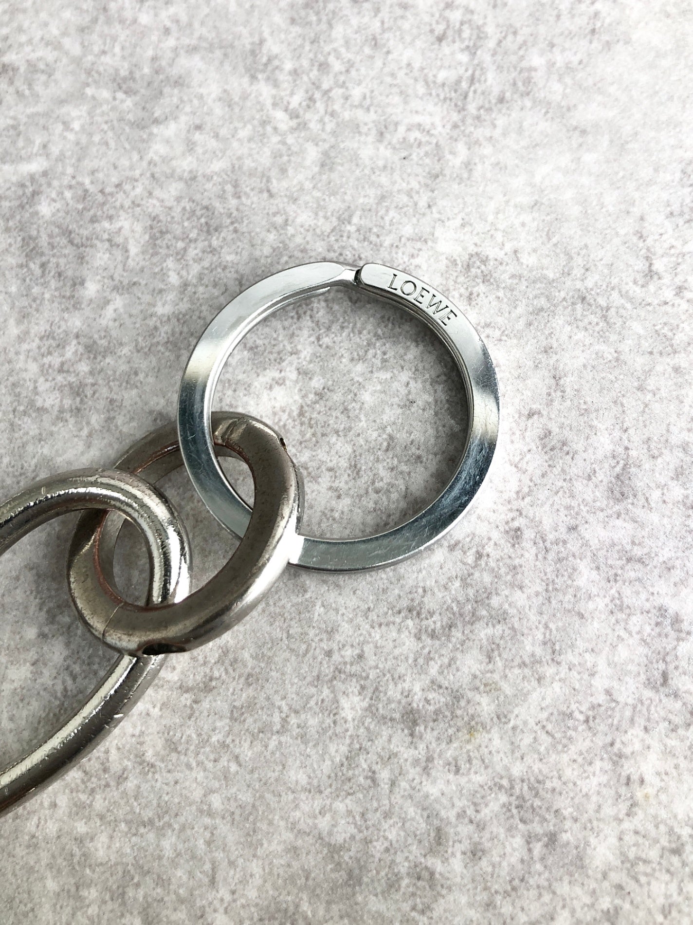 LOEWE Logo Motif key Ring Silver Vintage u37rhv