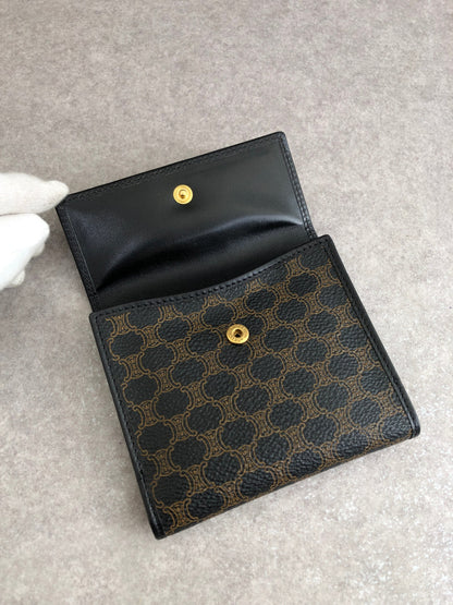 CELINE Macadam Blason Folded Wallet Black Vintage sgwg3a