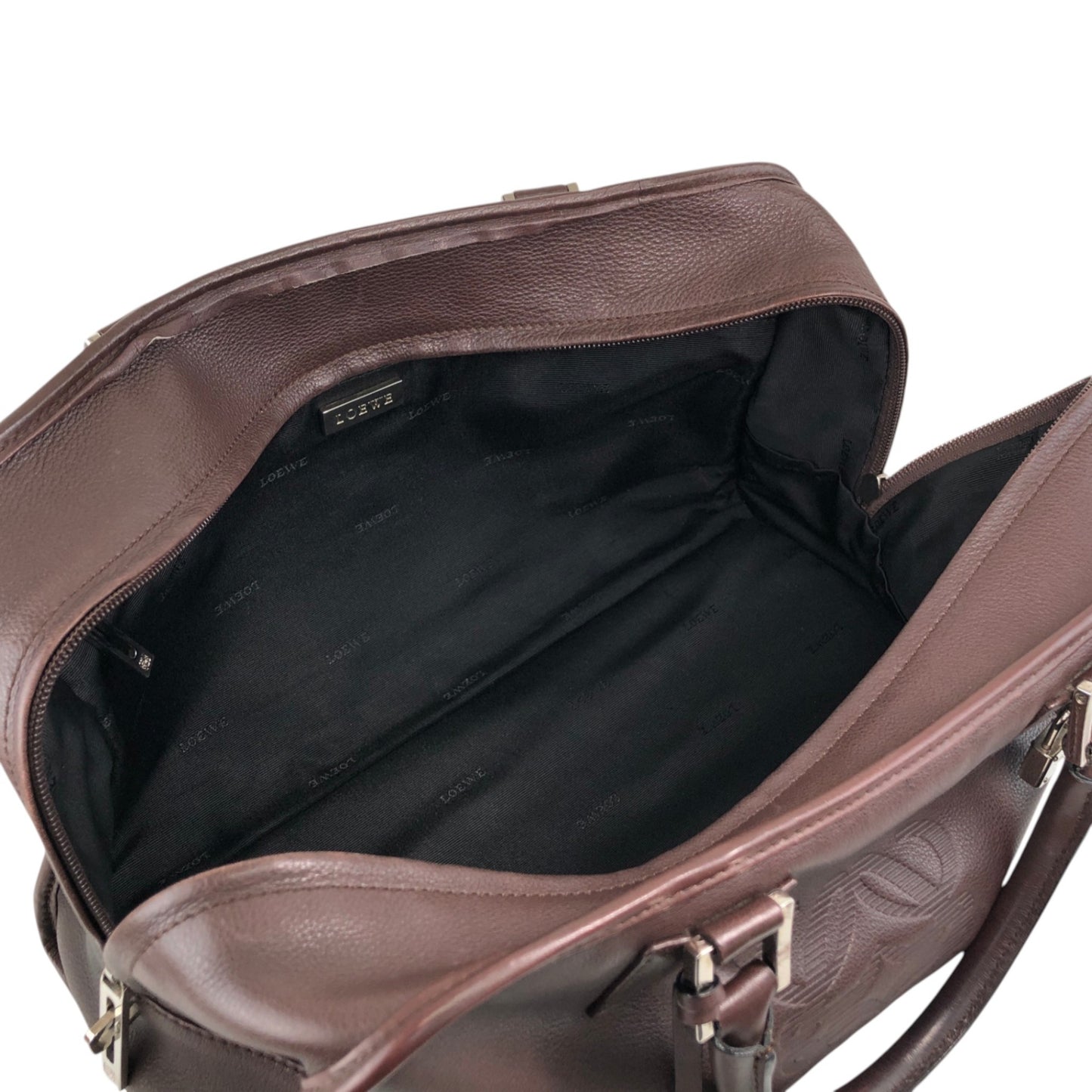 LOEWE Amazona35 Anagram Small Boston bag Handbag Brown Vintage t6ikyf