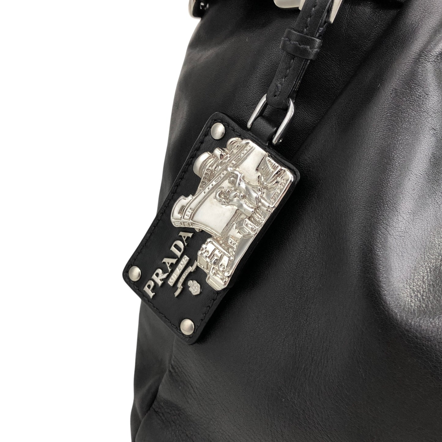 PRADA Logo Handbag Black Vintage 33emnt