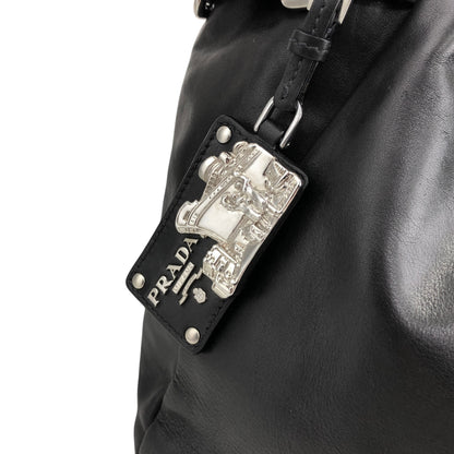PRADA Logo Handbag Black Vintage 33emnt