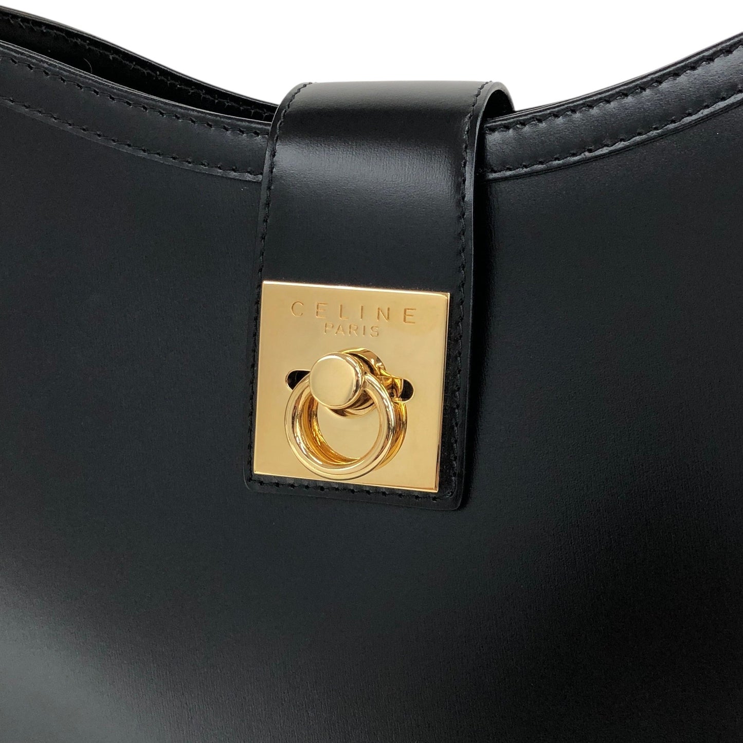 CELINE Gancini Shoulder bag Black Vintage ucswkg