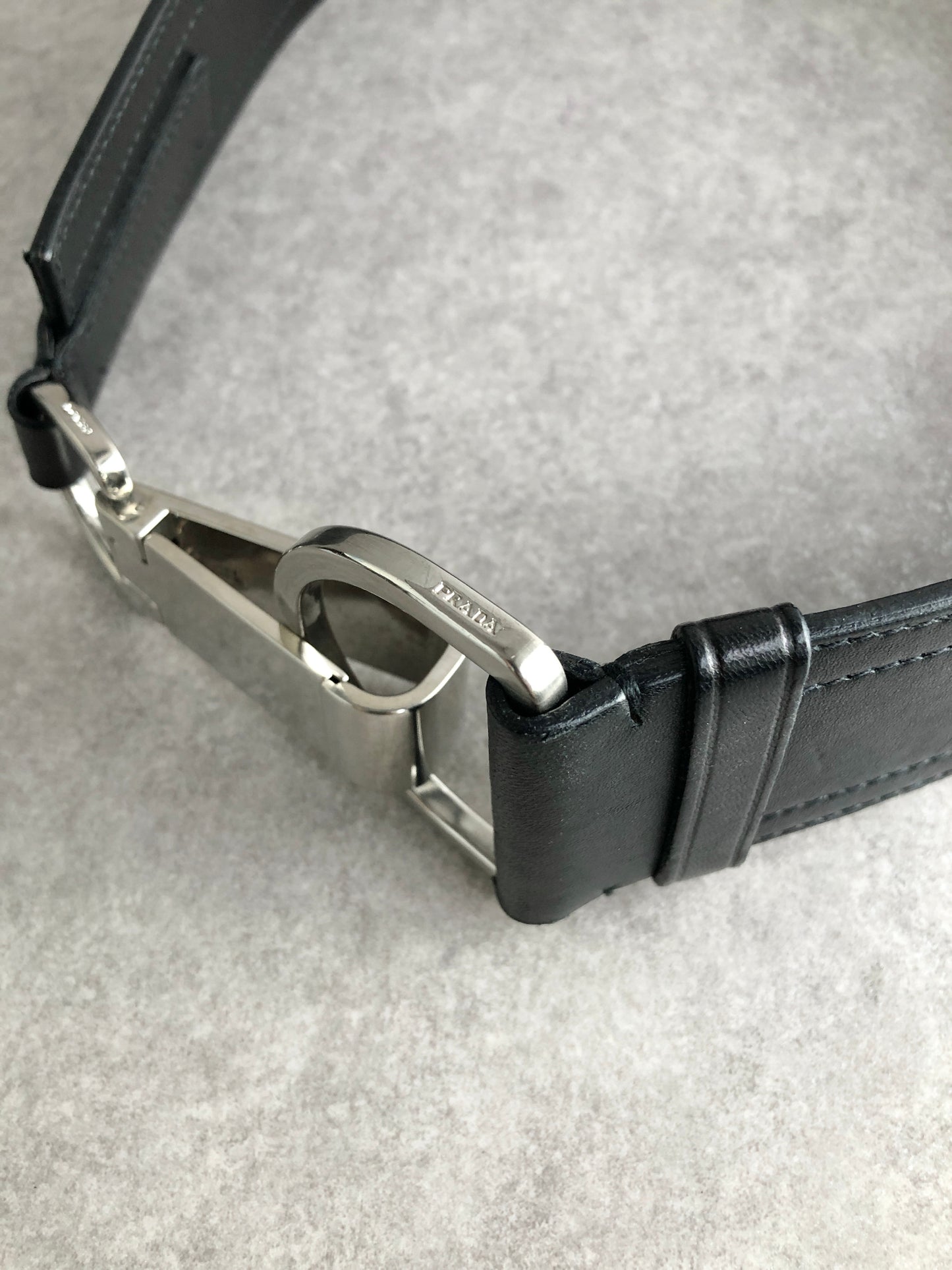 PRADA Logo Belt Black Vintage mverzc