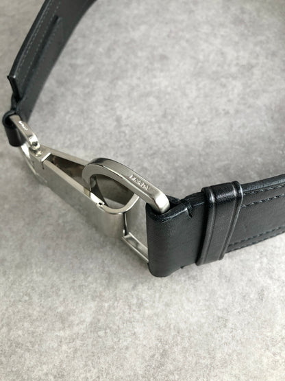PRADA Logo Belt Black Vintage mverzc