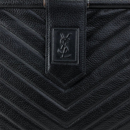 Yves Saint Laurent YSL Logo Bias Stitch Clutch bag Black Vintage hiam4r