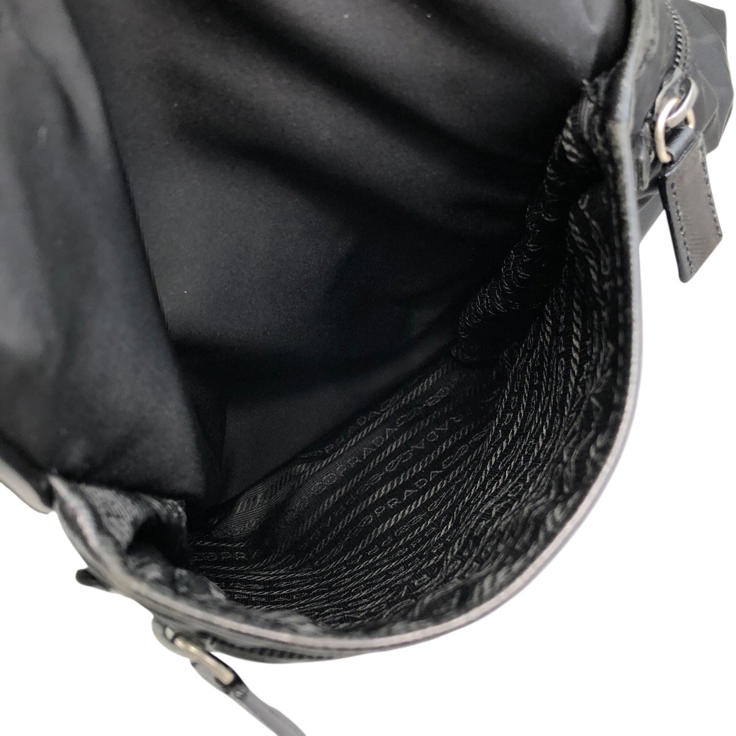 PRADA Tessuto Triangle logo Padlock Small Boston bag Handbag Black Vintage a5w87e