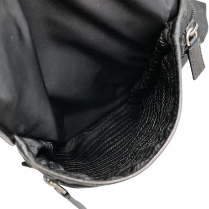 PRADA Tessuto Triangle logo Padlock Small Boston bag Handbag Black Vintage a5w87e