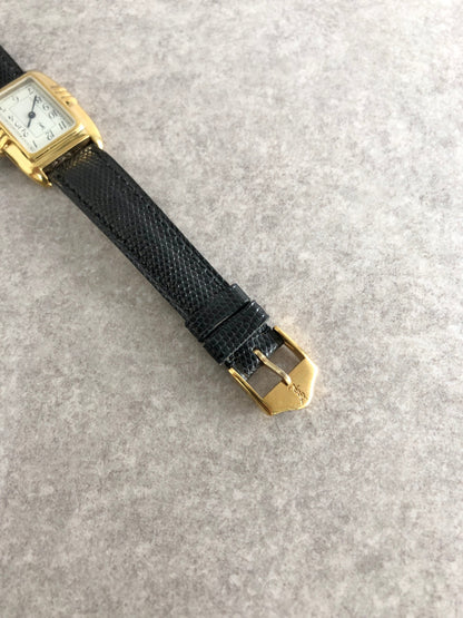 Yves Saint Laurent YSL Logo Watch Black×Gold Vintage 6utuhp