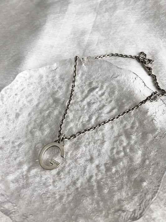 GUCCI G Motif Necklace Silver Vintage mgy4m5