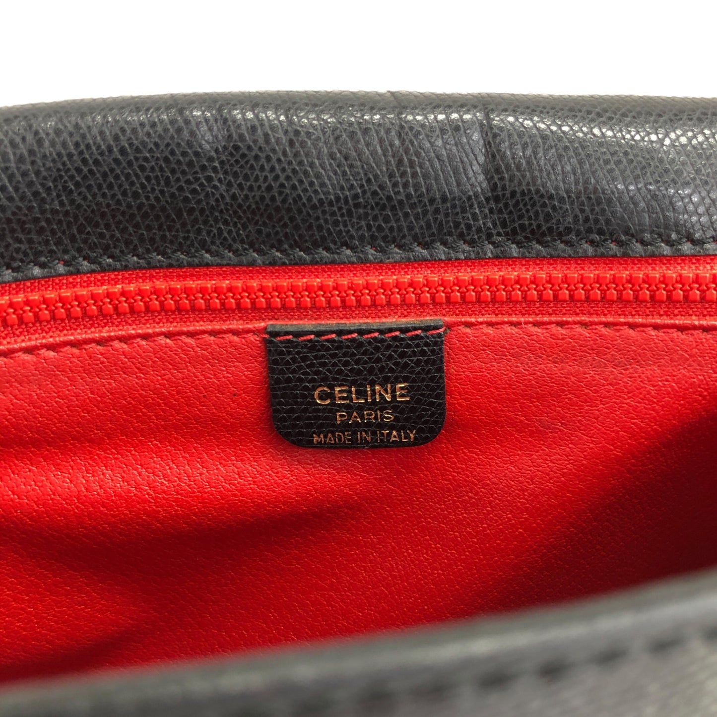 CELINE Logo Embossed Shoulder bag Black Vintage 4r7t24