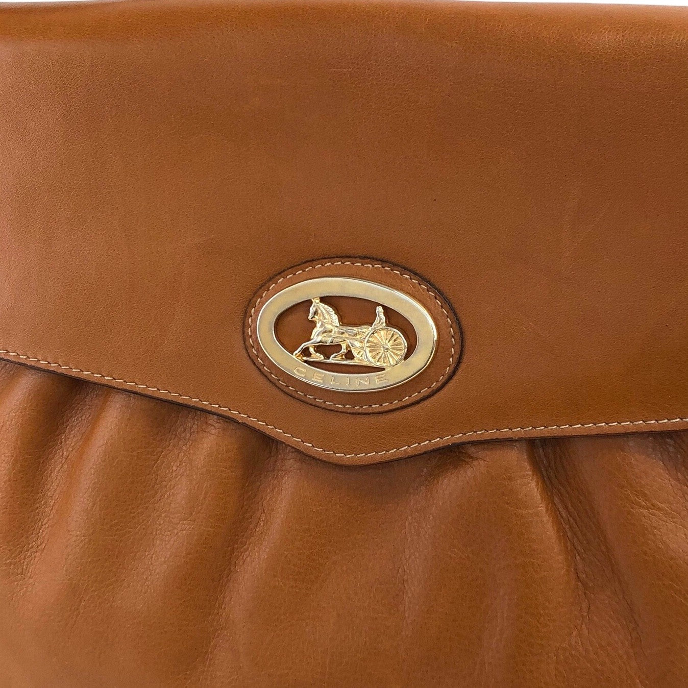 CELINE Horse Carriage Shoulder bag Camel Vintage 4kxrpe