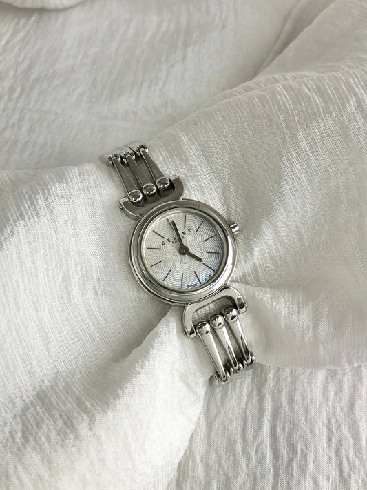 CELINE Horse Bit Quartz Watch Silver Vintage i4dtyi