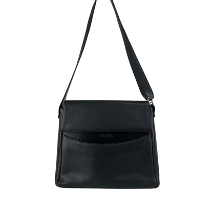 LOEWE Logo Embossed Shoulder bag Black Vintage mxivwm