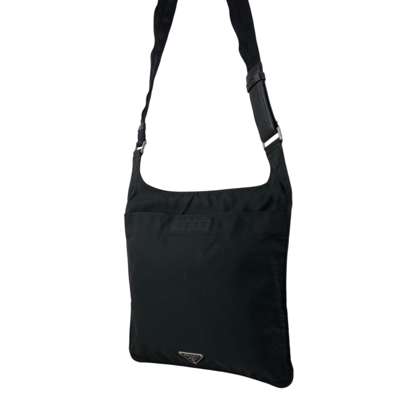 PRADA Tessuto Triangle Logo Shoulder bag Black Vintage h7a6s3