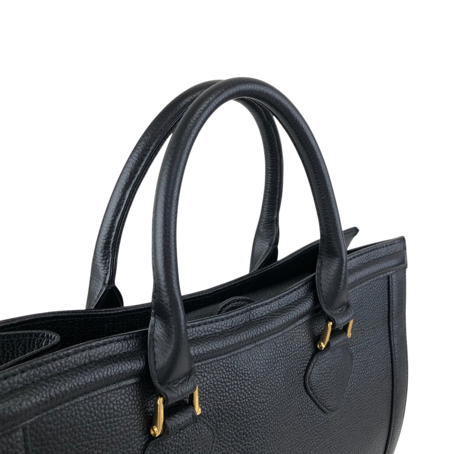 Yves Saint Laurent YSL Logo Top Handle Handbag Black Vintage heismg