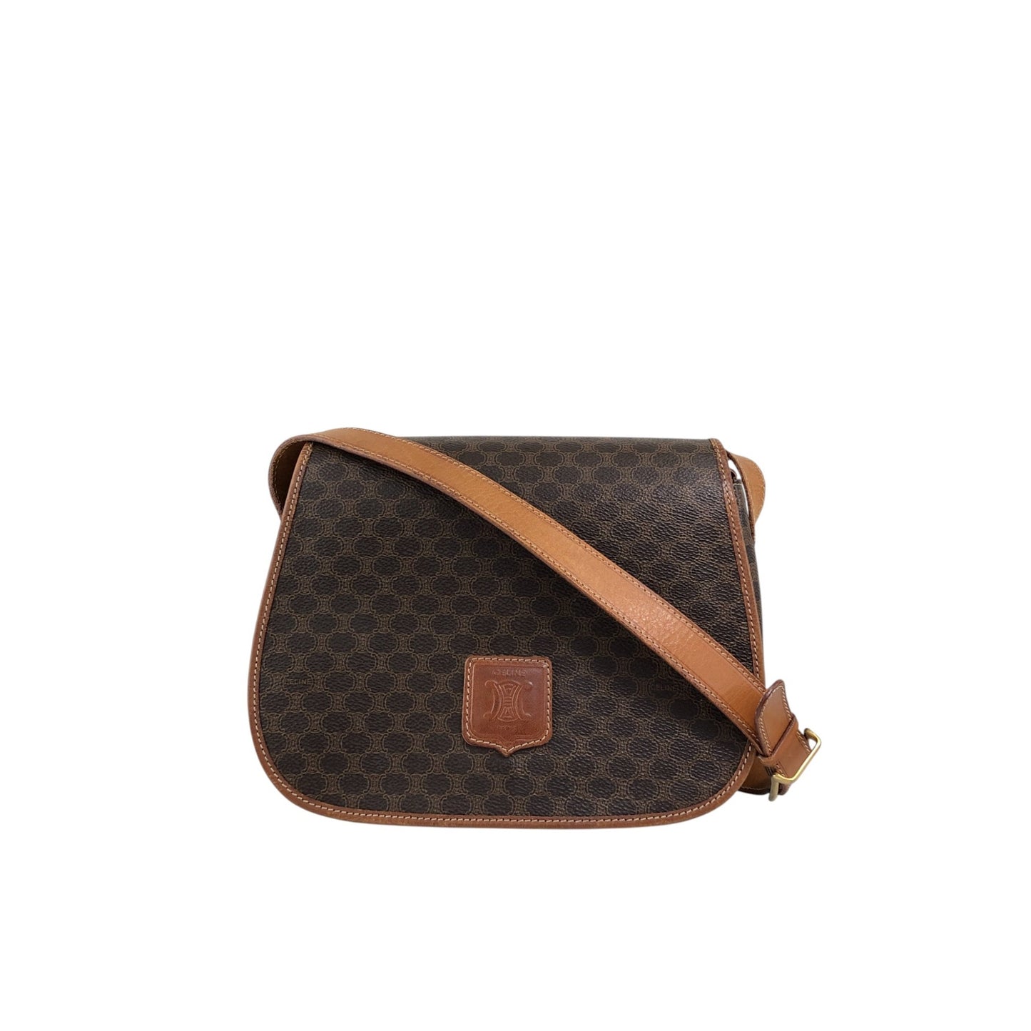 CELINE Macadam Blason Shoulder bag Brown Vintage huc7ji