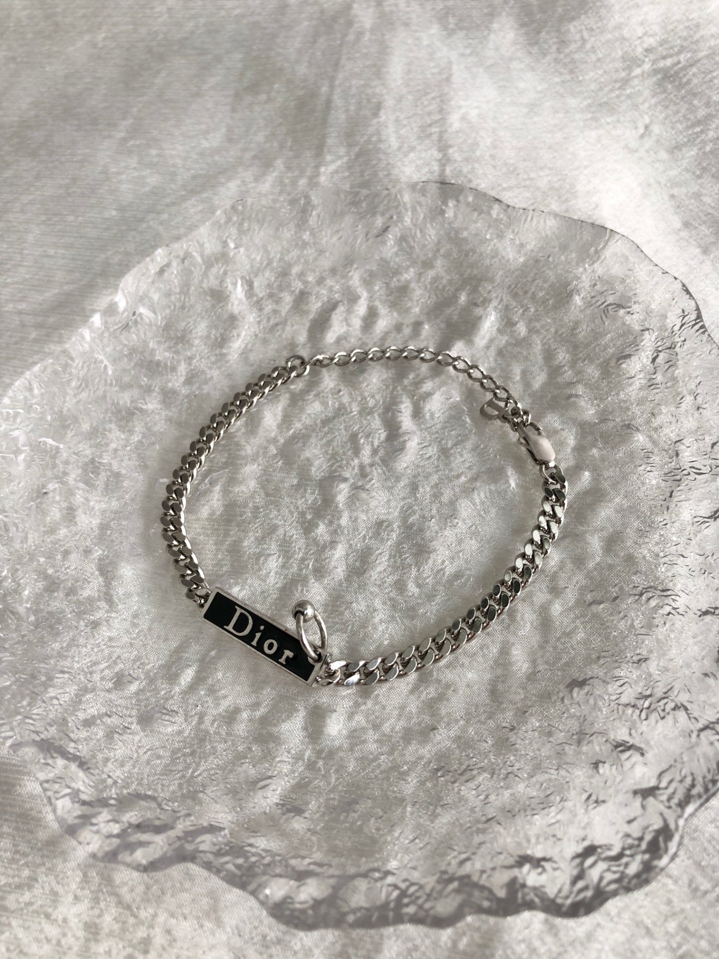 Christian Dior Logo Motif Bracelet Silver Vintage mmj7ua