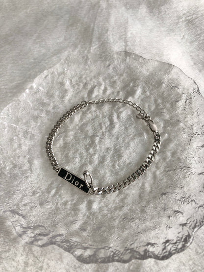 Christian Dior Logo Motif Bracelet Silver Vintage mmj7ua