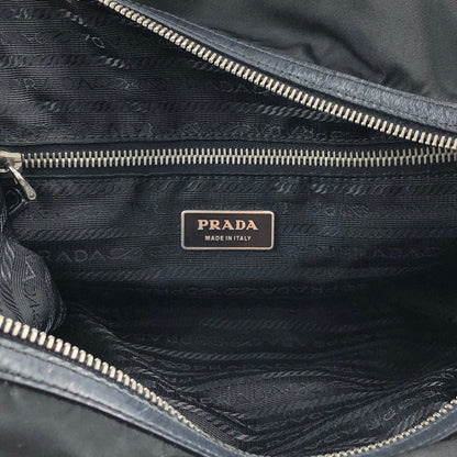 PRADA Tessuto Triangle Logo Small Boston bag Handbag Black Vintage pde7em