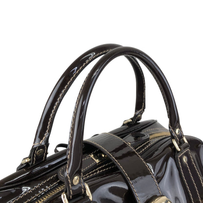 GUCCI Ribbon Motif Belt Handbag Boston bag Brown Vintage dan4kc
