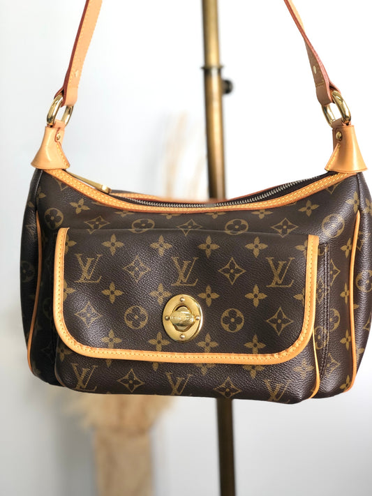 LOUIS VUITTON Monogram Turn Lock Shoulder bag Brown Vintage tah25n