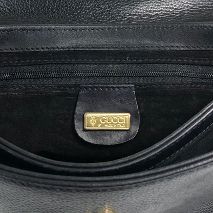 GUCCI Logo Embossed Shoulder bag Black Vintage awhzfg