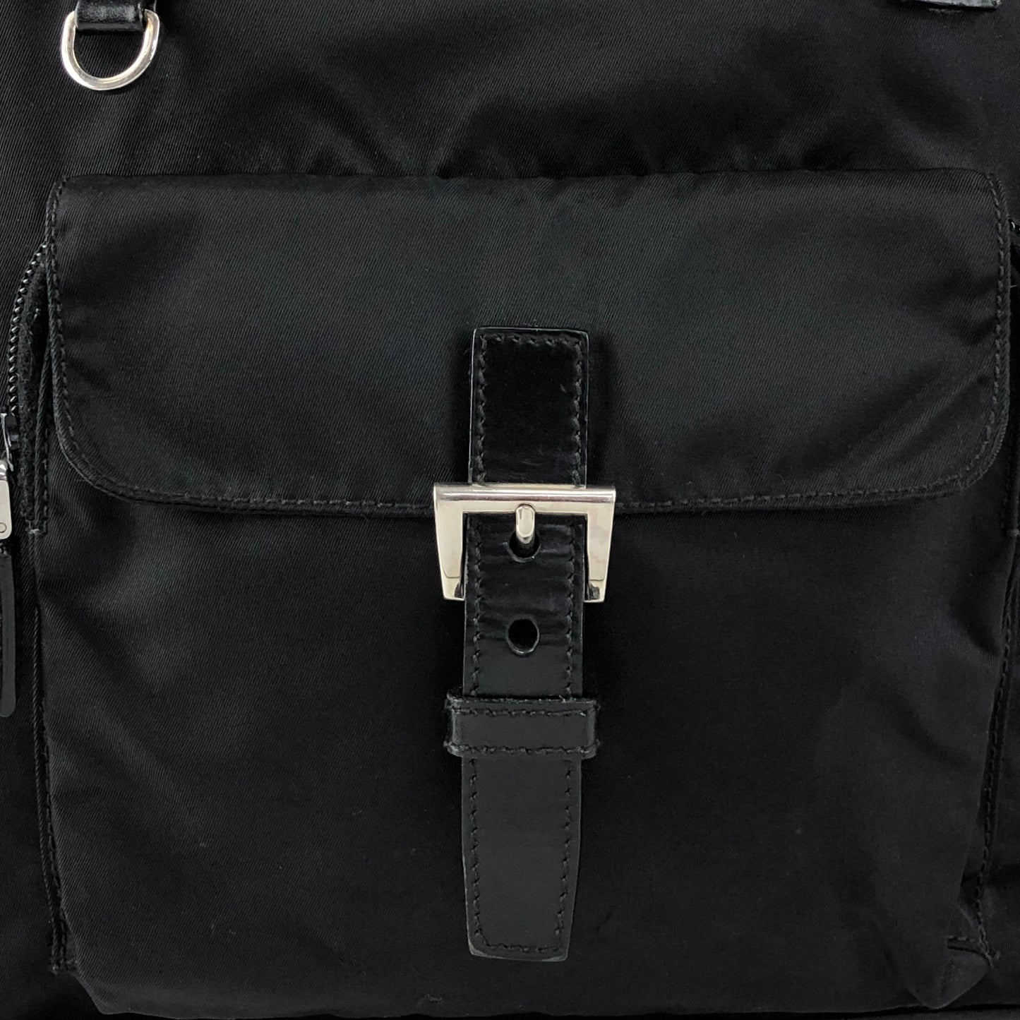 PRADA Tessuto Triangle Logo Front Pocket Two-way Handbag Shoulder bag Black Vintage kuap33