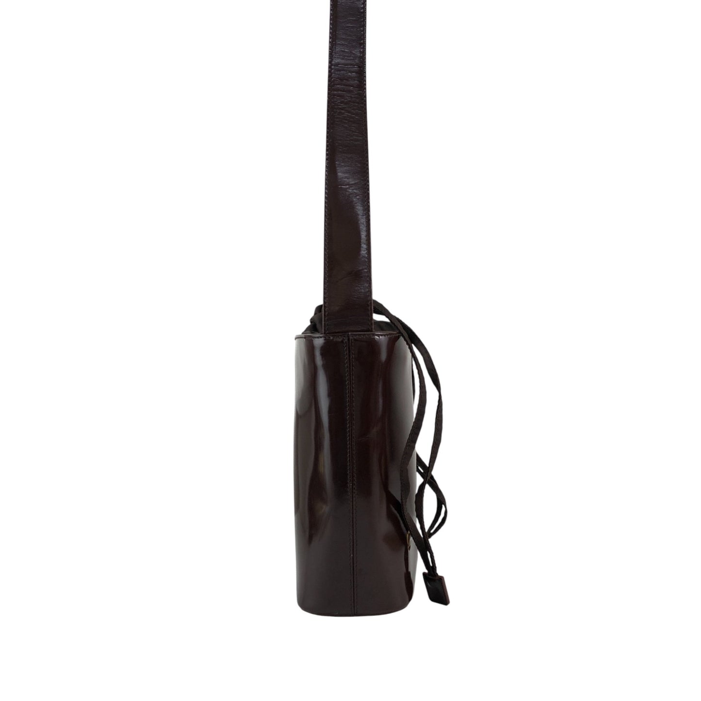 CELINE Logo Drawstring Shoulder bag Brown Vintage sjvk4h