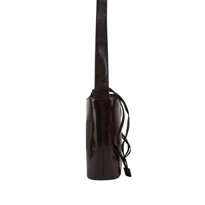 CELINE Logo Drawstring Shoulder bag Brown Vintage sjvk4h