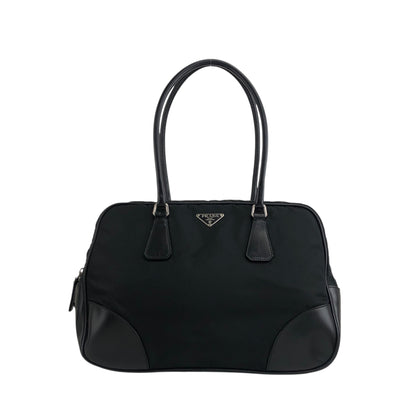 PRADA 三角形標誌小號波士頓包手提包黑色復古 djrwbv