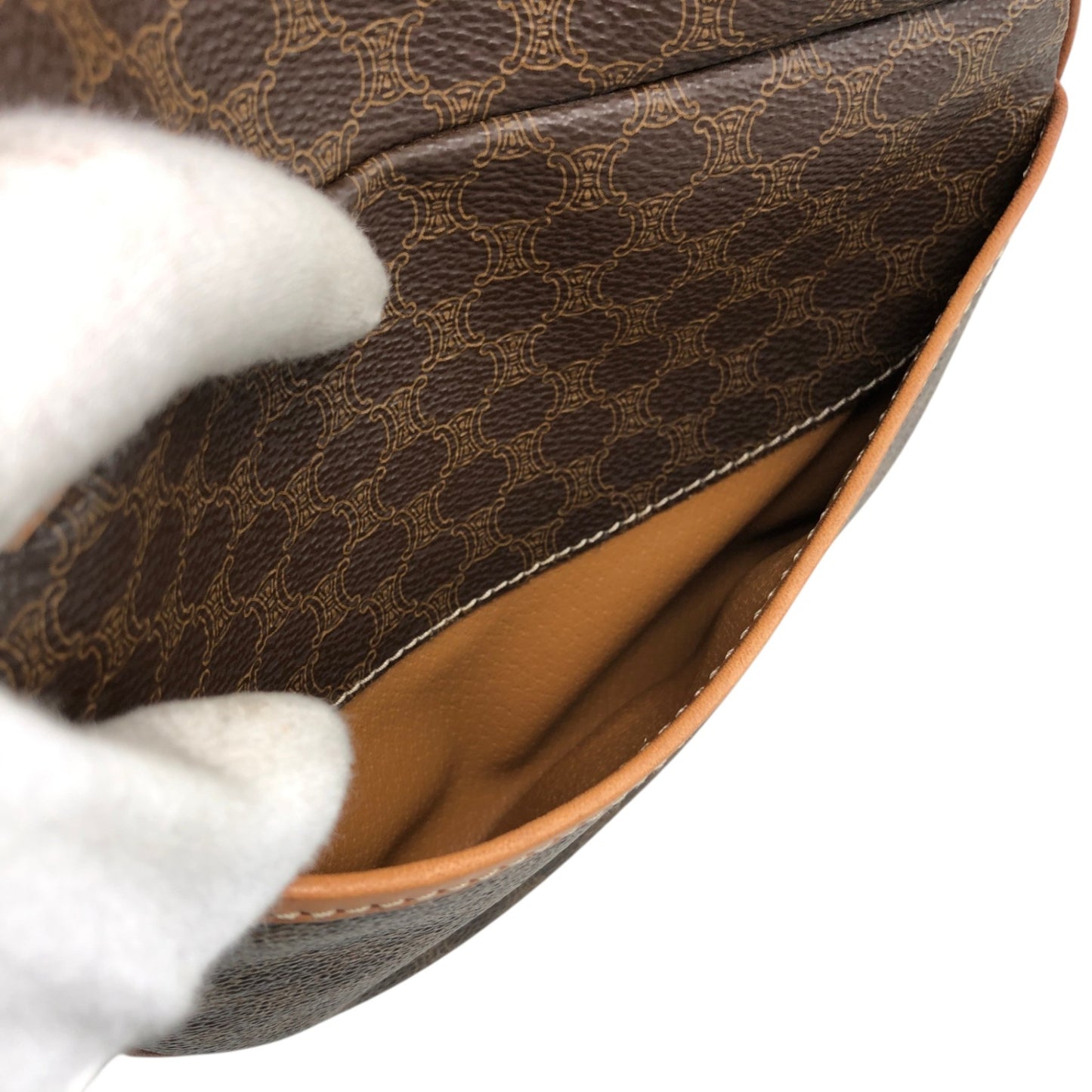 CELINE Macadam Blason Front Buckle Shoulder bag Brown Vintage 6tcy32