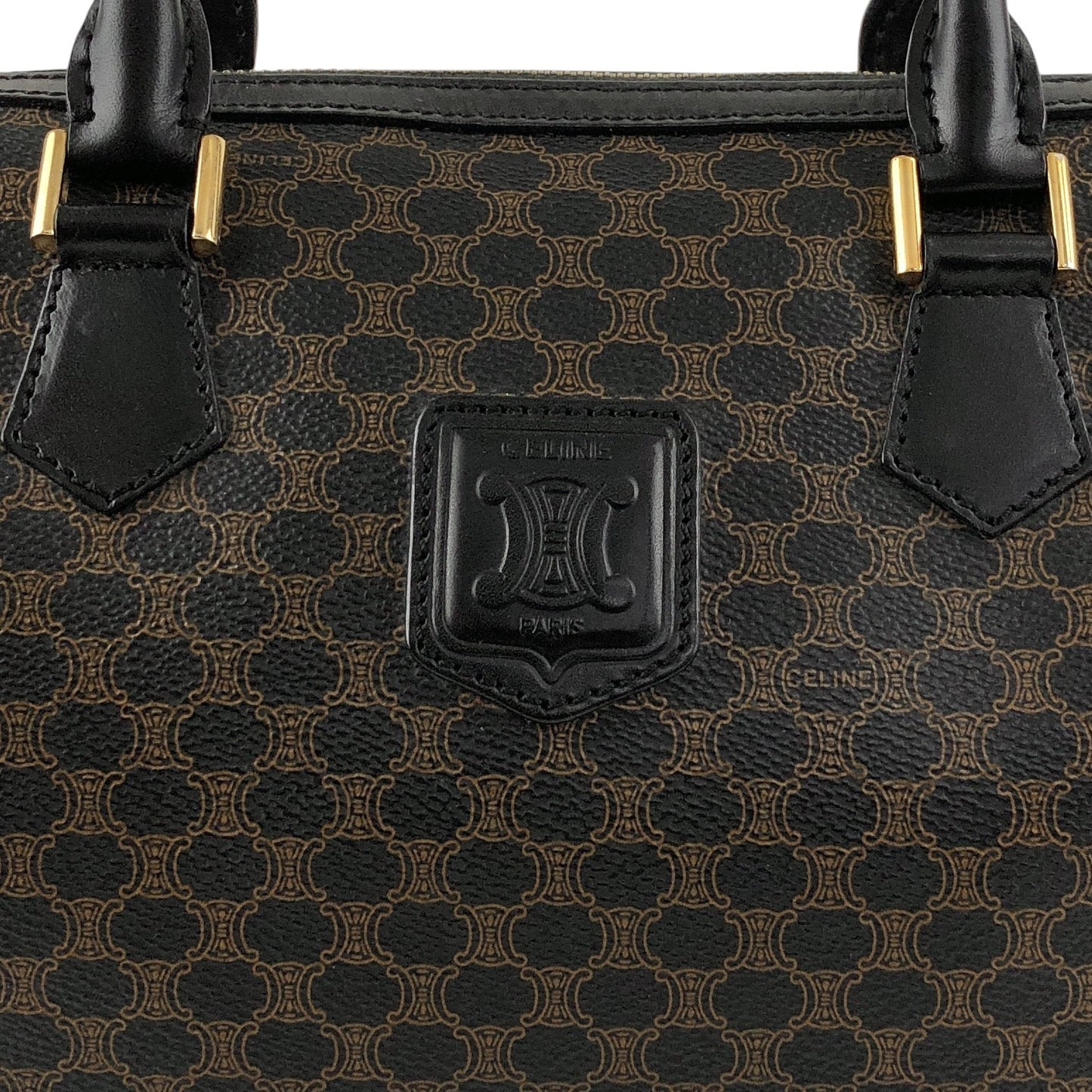 CELINE Macadam Blason Two-way Small Boston bag Shoulder bag Black Vintage xawpgz