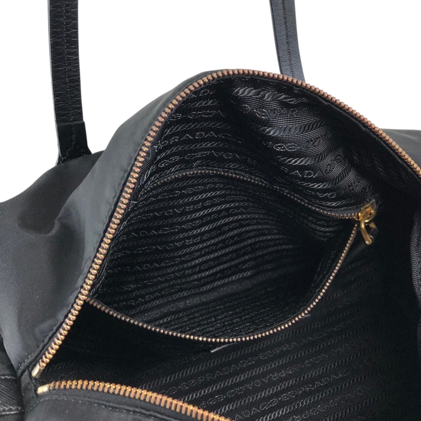 PRADA Logo Small Boston bag Handbag Black Vintage 754ve8