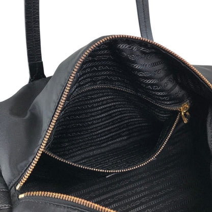 PRADA Logo Small Boston bag Handbag Black Vintage 754ve8