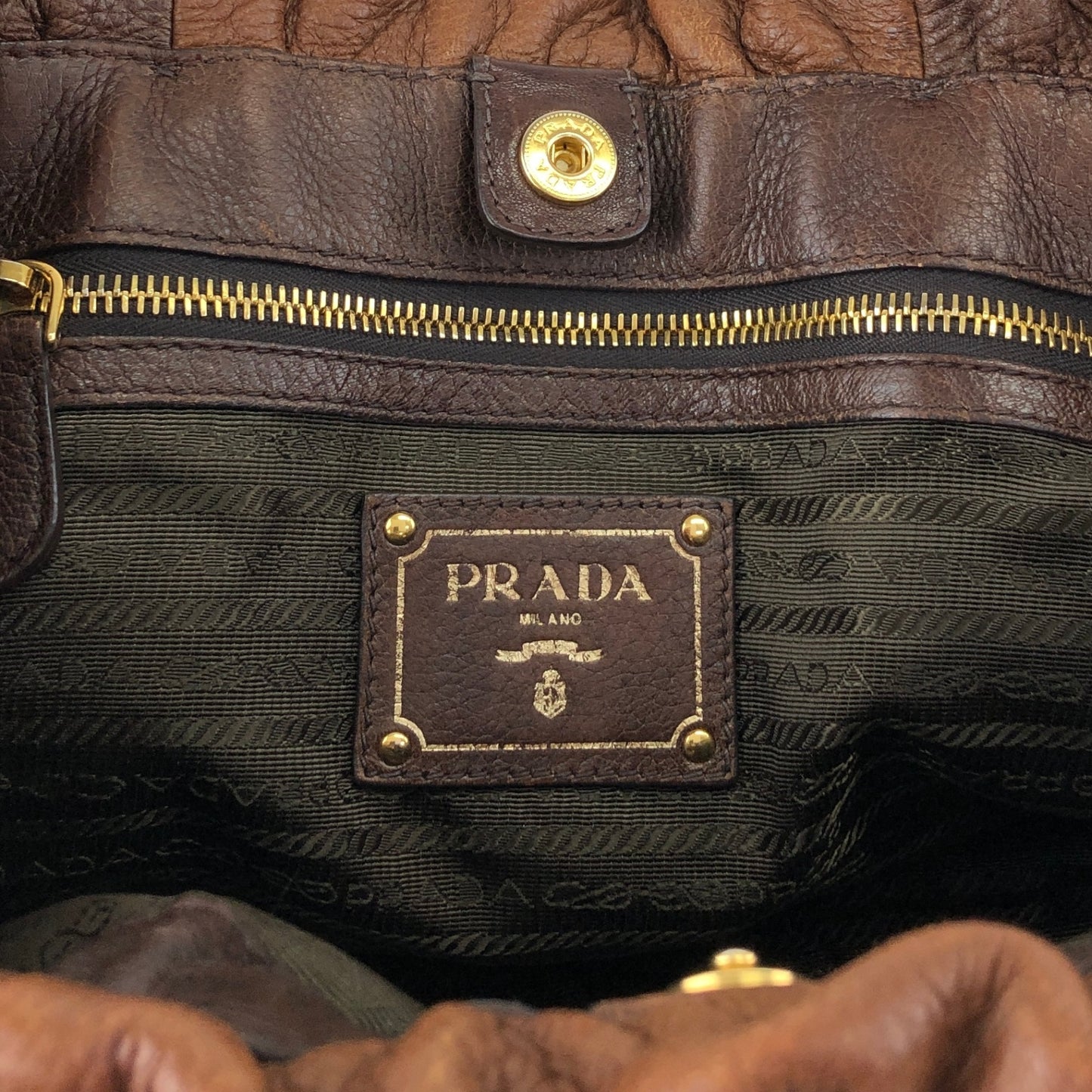 PRADA Logo  Handbag Totebag Brown Vintage  2ssadw