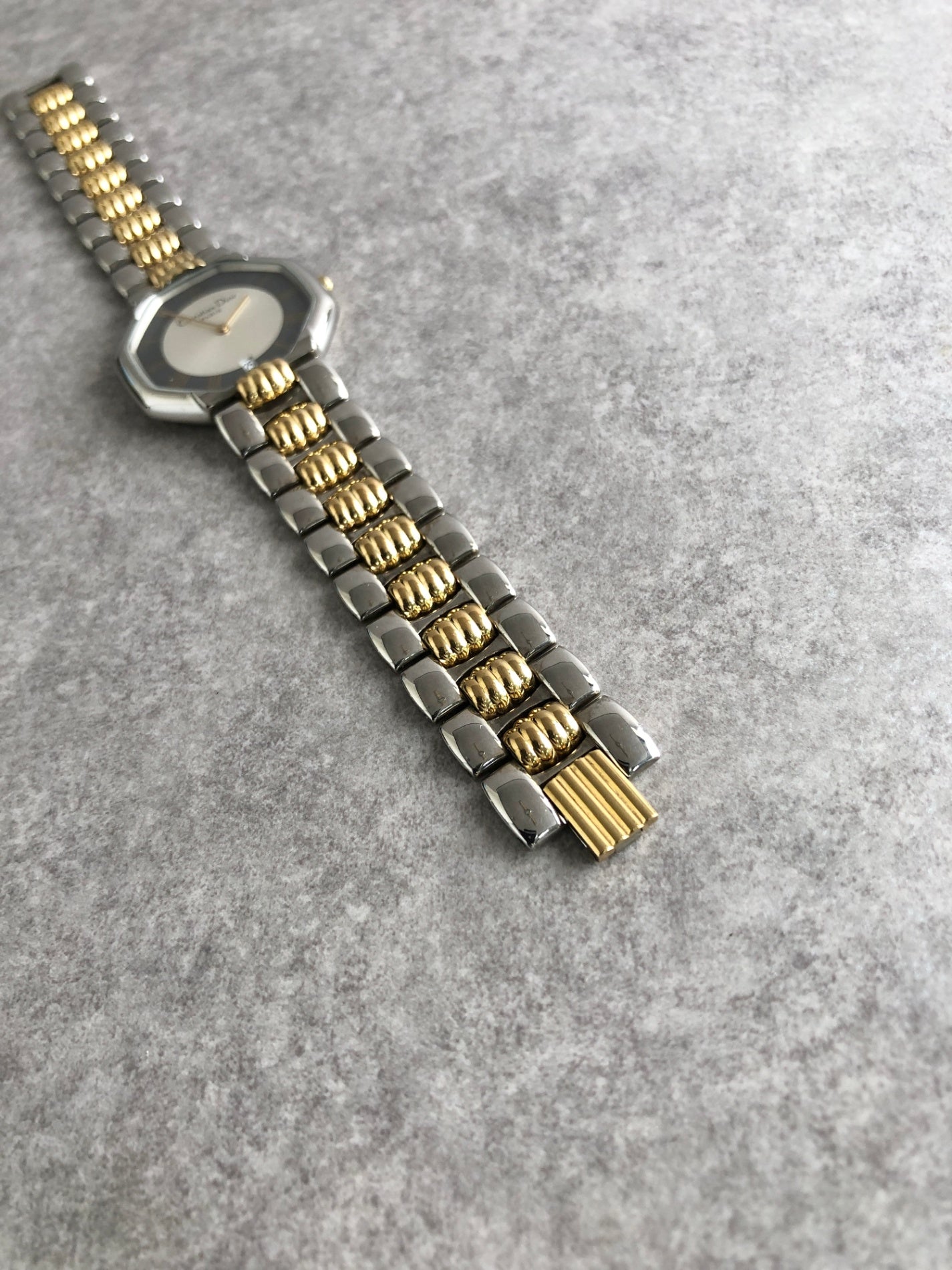 Christian Dior Octagon Watch Gold×Silver D45-204 QZ Vintage 6u2khk