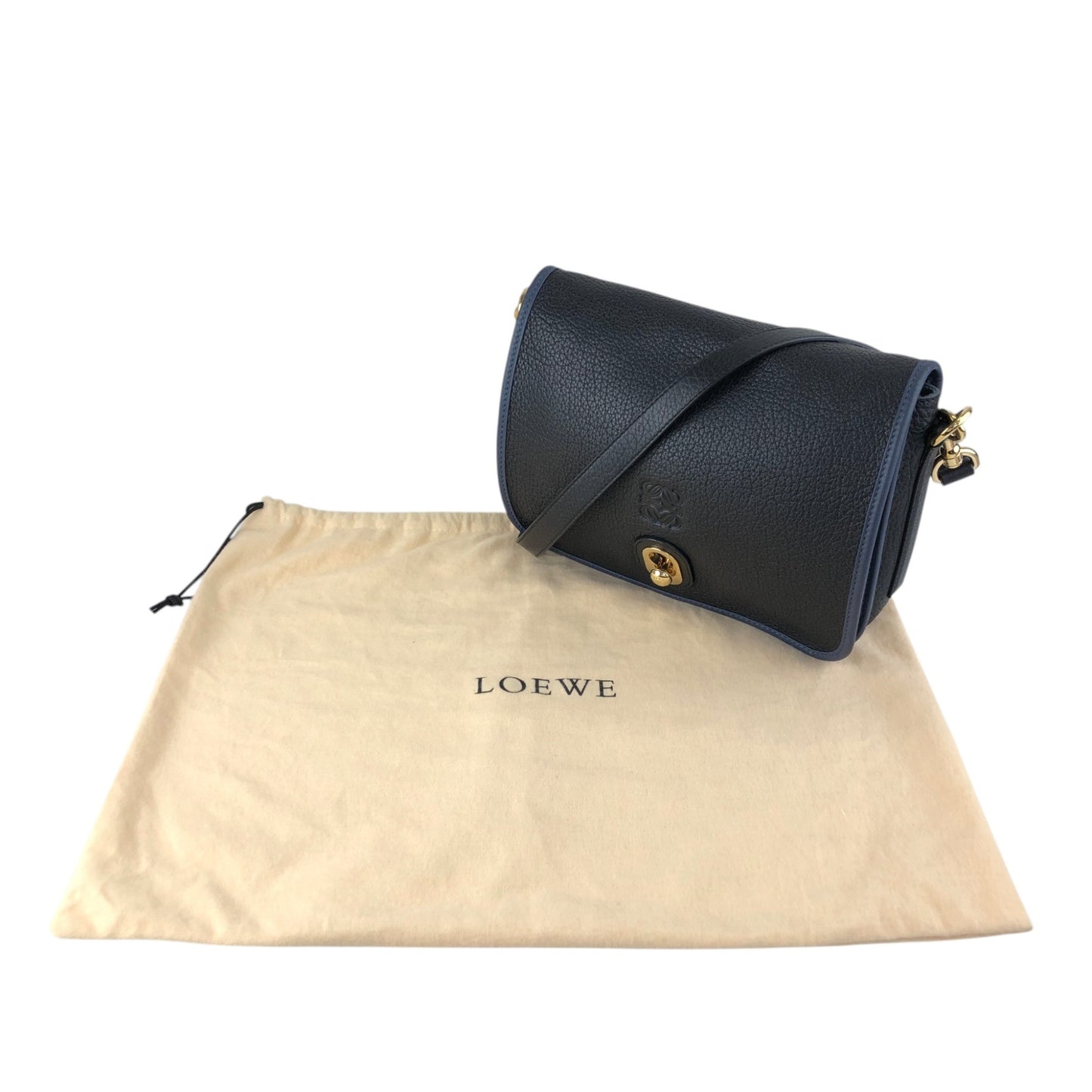 LOEWE Anagram Shoulder bag Navy×Black Vintage r7bby7