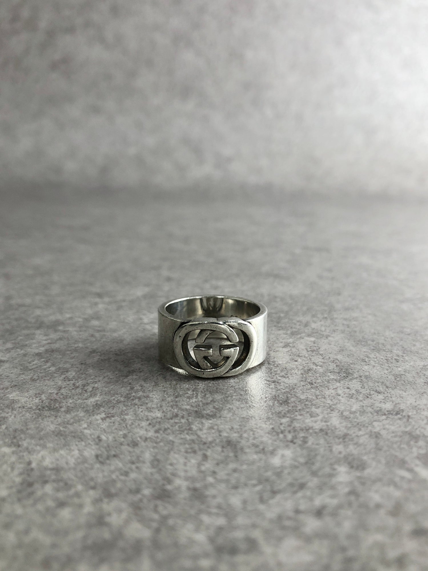 GUCCI Interlocking SILVER925 Ring Silver Vintage bcb788