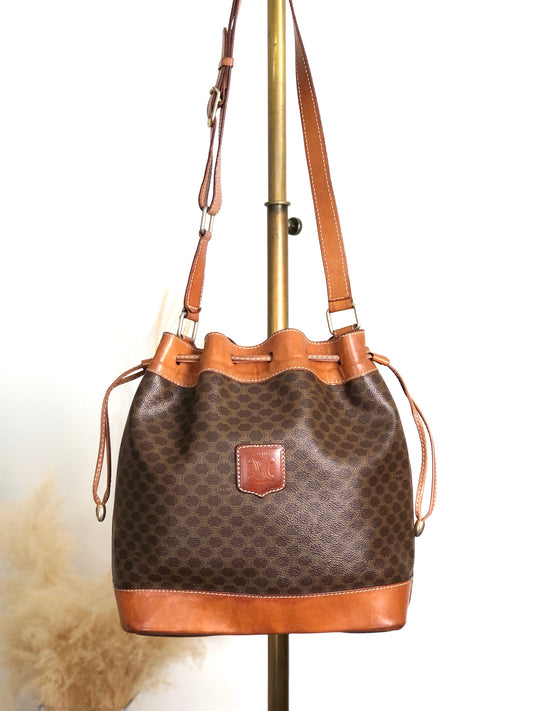 CELINE Macadam Blason Drawstring Shoulder bag Brown Vintage mp3xvi