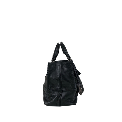 CELINE Horse Carriage Handbag Black Vintage 6m8meh