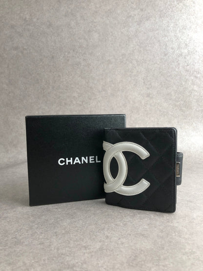 CHANEL Coco Mark Folded Wallet Black Vintage bggtt6