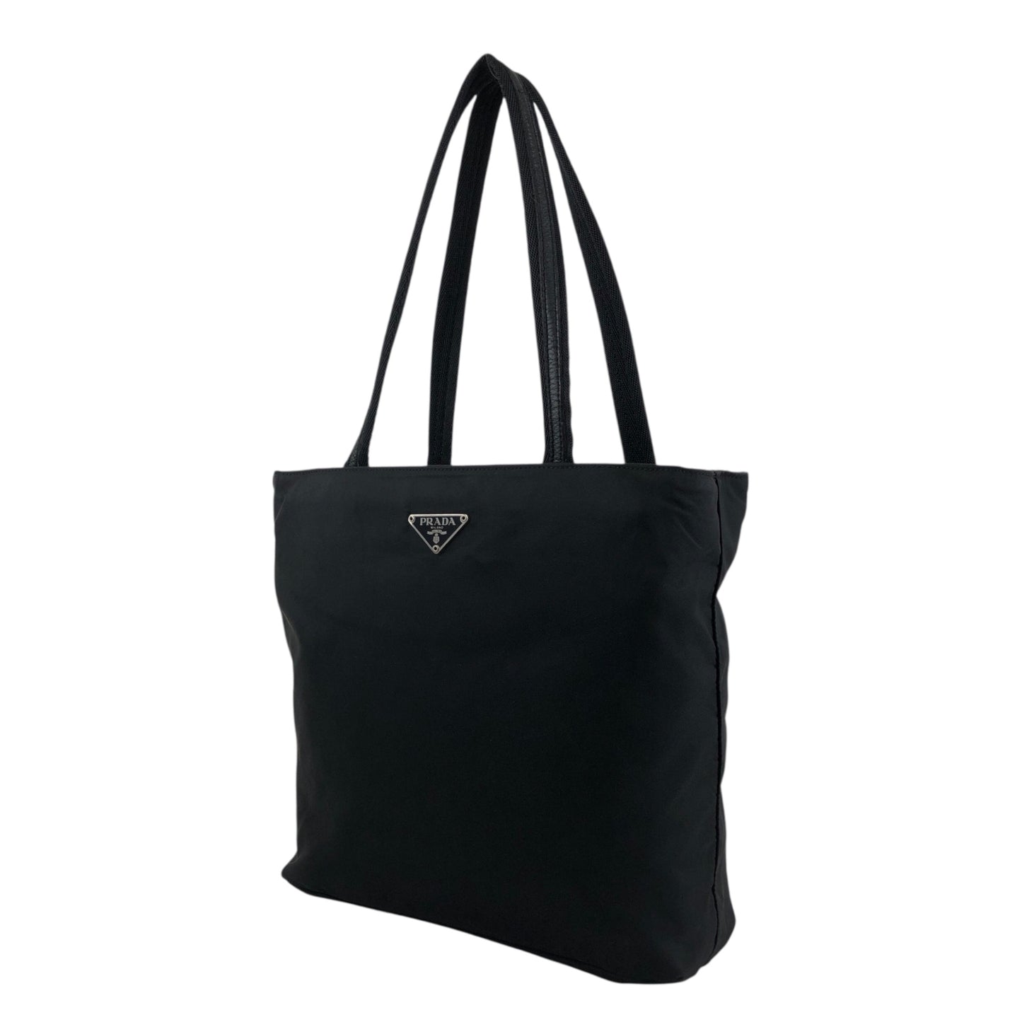 PRADA Tessuto Triangle Logo Totebag Black Vintage f4iv53