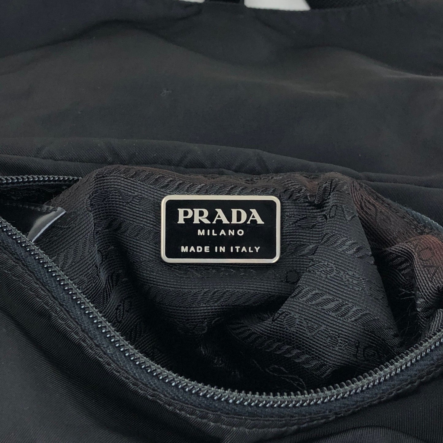 PRADA Tessuto Triangle Logo Front Buckle Shoulder bag Black Vintage d42ma2