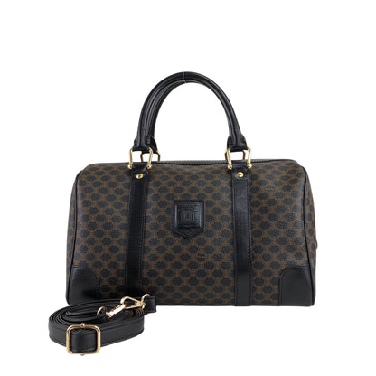 CELINE Macadam Blason Two-way Handbag Shoulder bag Boston bag Black Vintage a68hfi